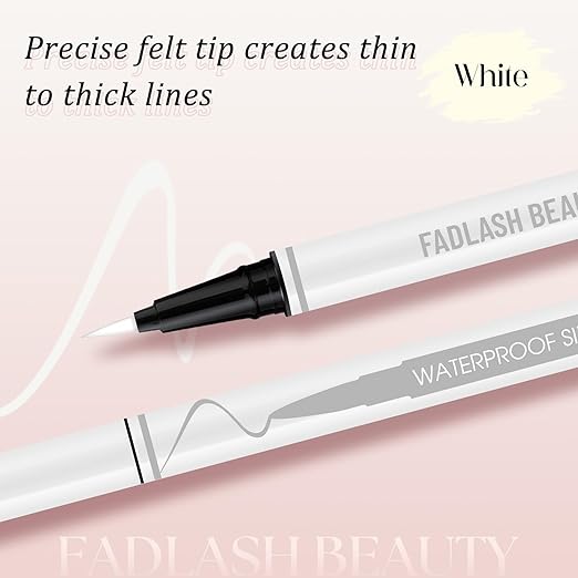 Eyeliner Liquid Eyeliner with Fine Brush for Smooth Application, Waterproof & Smudge-Proof Eye Liner, Long-Lasting Makeup, Highly Pigmented White Eyeliner Pencil, Cruelty-Free & Vegan, 0.6ml