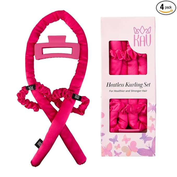 Heatless Hair Curler, Satin Hair Rollers for Heat less Curls Overnight, Premium Satin for No Heat Curls, Overnight Heatless Curling Rod to Sleep In, Silky Curlers with Clip and Scrunchies