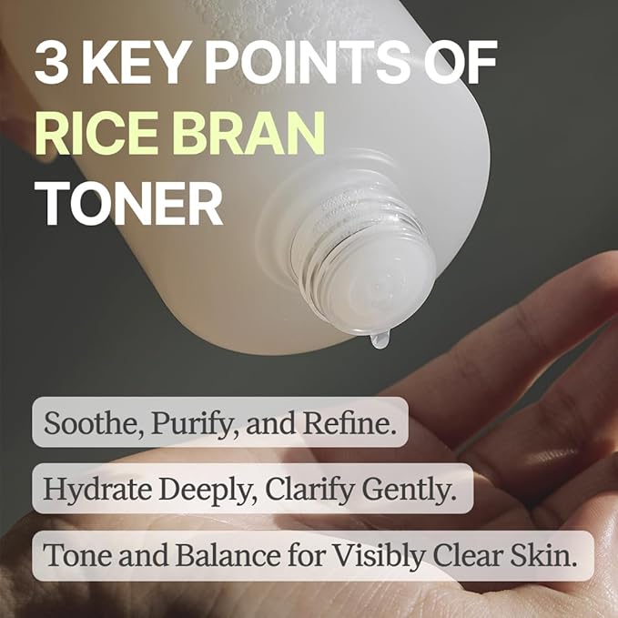 Gentle Rice Bran Toner Korean for Face (Tone, Rejuvenate & Moisturize) - Hydrating Vegan with Hyaluronic Acid - Rice Bran Extract (6.76 Fl oz)