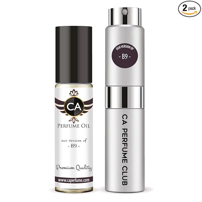 CA Perfume Duo Impression of B9 For Women And Men Perfume Layering Set Long Lasting Travel Size EDP + Body Oil Roll-On Bottle 0.27 Fl Oz+0.33 Fl Oz