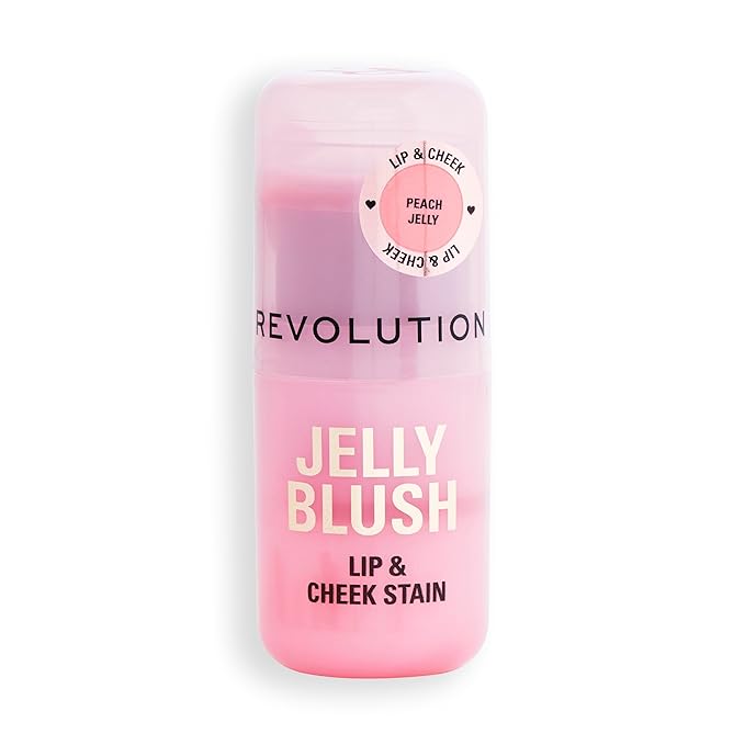 Revolution, Jelly Blush Stick Lip & Cheek Stain, Sheer, Buildable Coverage with Hydrating Hyaluronic Acid & Aloe for Multi-Use Glow, Vegan & Cruelty-Free, Peach Orange