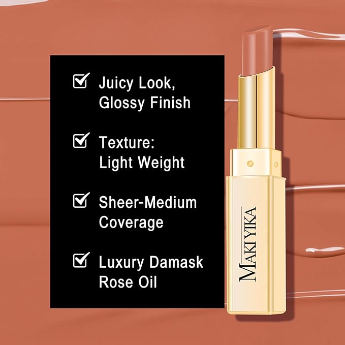 MAKI YIKA Moisture Nude Lipstick for Women Hydrate Tinted Lip Balm for Mother's Day Dry Cracked Lips Sheer Lipstick Lip Tinted Glossy Finish,MA064 Fair Nude
