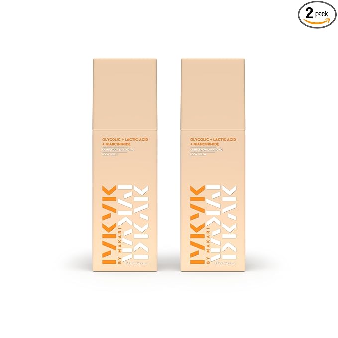 MAKARI IYKYK Gentle Exfoliating Body Wash 2 Pack | Glycolic & Lactic Acid Cleanser with Niacinamide | Smooths Dry Skin for Radiant-Looking Results | Vegan & Fragrance-Free