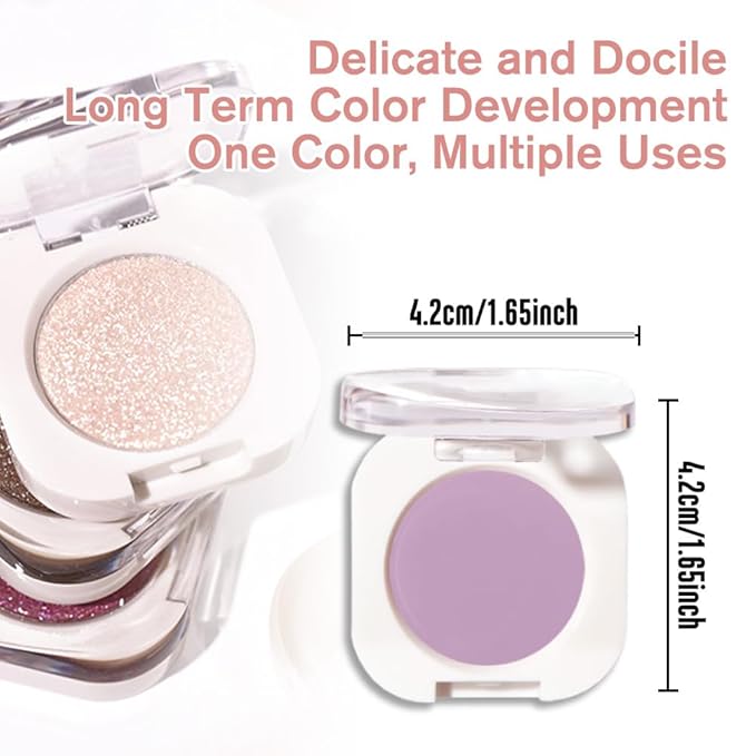 WanTuoluo Violet Purple Matte Eyeshadow Palette for Women, Single Monochrome Eye Shadow Makeup, Shiny Pressed Powder, Blendable Natural sombras para ojos, Holographic,Vegan,Travel -31
