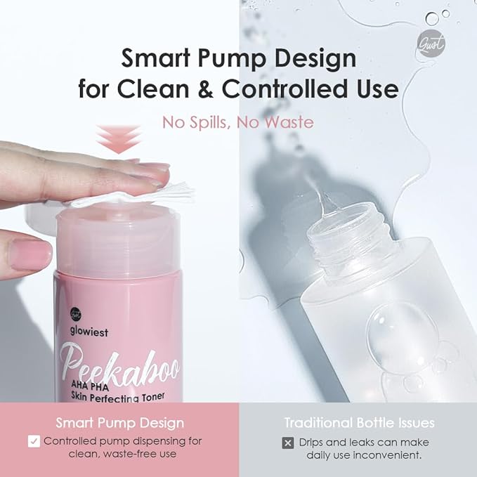 glowiest AHA PHA Gentle Exfoliating Toner for Daily Use – Hydrating, Pore-Refining, Sensitive Skin Friendly (Peekaboo Skin Perfecting Toner)