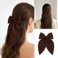 Dark Brown Bows Hair Clips for Women - ZWENJIE Oversized Non-Slip Large Satin French Hair Clip Claw Accessory for Girls Thick/Thin Hair Barrettes for styling