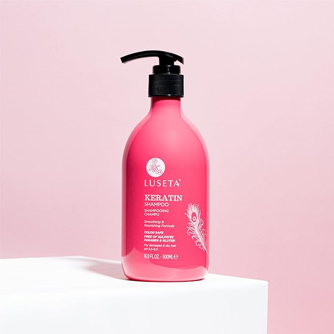 Luseta Keratin Shampoo for Dry Damaged Hair, Smoothing & Nourishing for Color Treated Hair Color Safe Anti Frizz for Men and Women 16.9 Oz