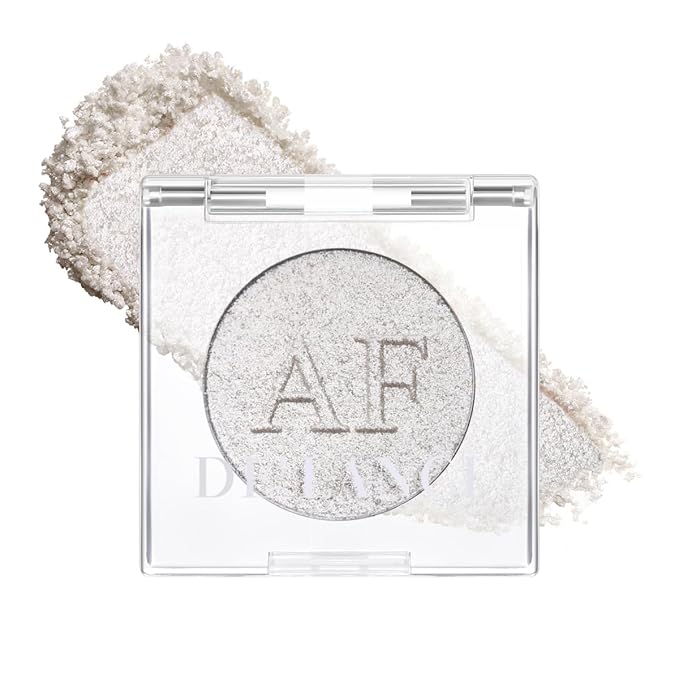 White Silver Highlighter Makeup, Intensely Pigmented Diamond Pearl Shimmer Face Highlighters Palette, Smooth Highlighter Powder for Face Body Illuminator, Long Lasting iluminadores de maquillaje, #06