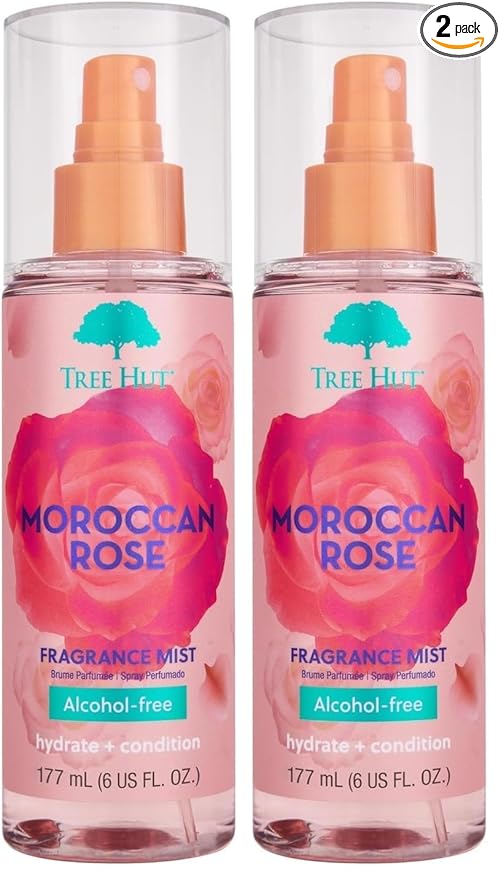 Tree Hut Moroccan Rose Fragrance Mist, Refreshing Body Spray & Body Mist with Essential Oils, Light Sheer Floral Scent for Women, Perfect for Everyday Wear & Scent Layering, 6 fl oz (Pack of 2)