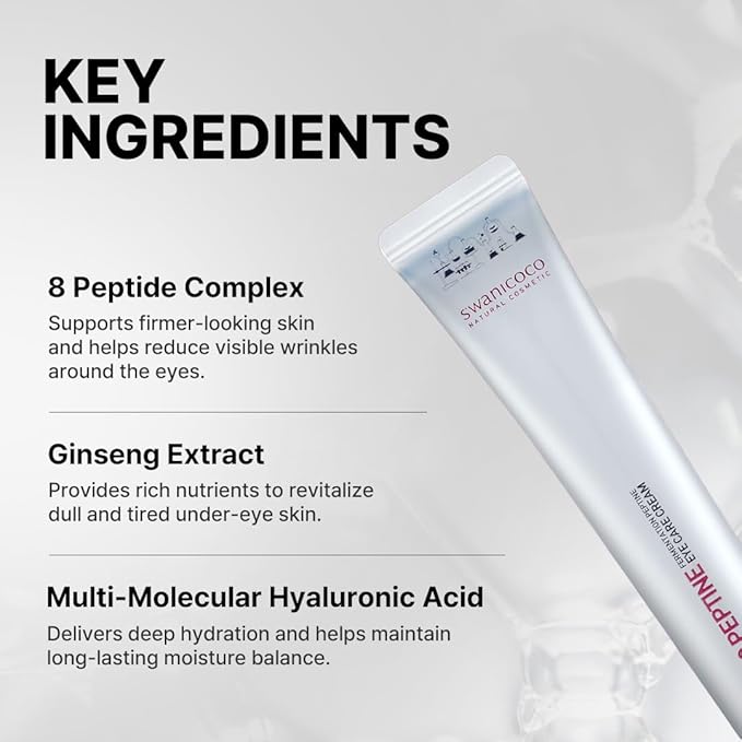 SWANICOCO Pregnancy Safe Fermentation Peptine Eye Care Cream Under Eye Cream with 8 Peptides and Niacinamide, Anti Aging Eye Cream for Wrinkles & Crows Feet Korean Skincare 20ml 0.68 Fl Oz