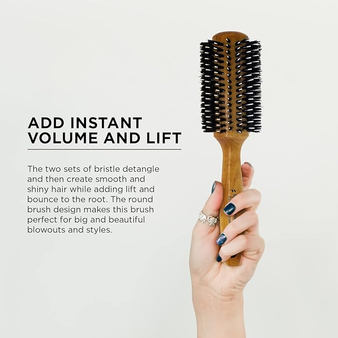 Spornette Boar Bristle Hair Brush for Women - Porcupine 2.75 Inch Brush with German Boar and Nylon Bristles for Detangling, Straightening & Smoothing - For All Hair Types