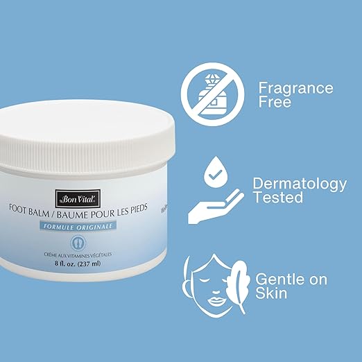 Bon Vital' Original Foot Balm, Foot Cream for Dry Skin & Cracked Heels, Moisturize Feet & Speed Healing of Blisters & Abrasions on Heel, Increase Circulation in Feet, 3.38 Ounce Tube