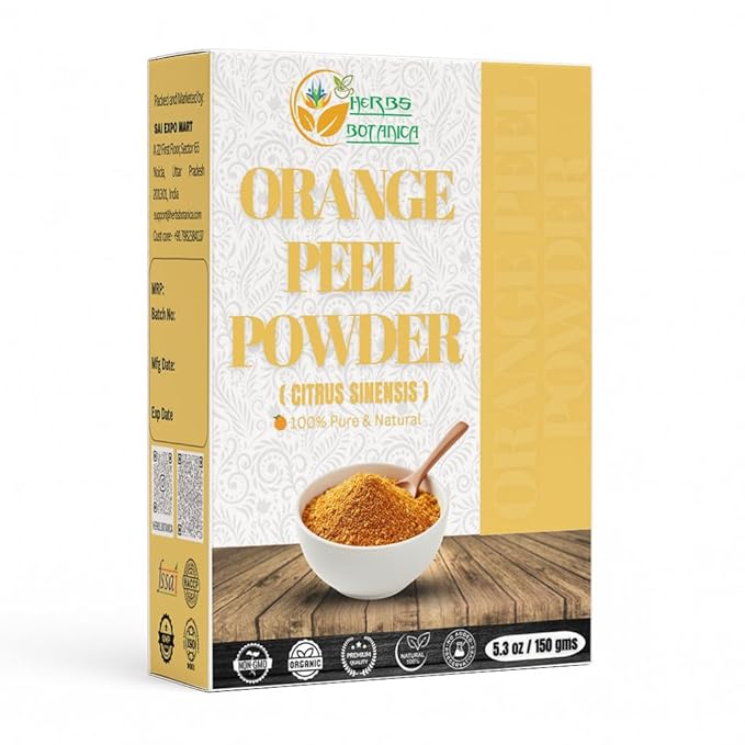 Herbs Botanica Orange Peel Powder 100% Pure & Natural Orange Peel for Face Masks, Skin Care & DIY Beauty Natural Citrus Powder for Skincare & More 5.3 oz Pack