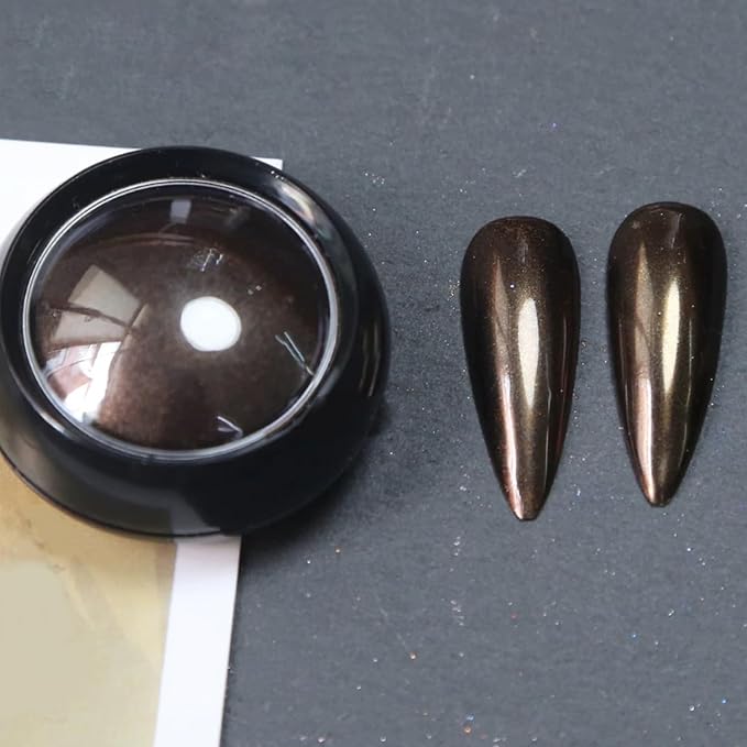 3 Jars Brown Chrome Nail Powder Kit Metallic Mirror Effect Copper Nail Art Chrome Powder for Nails Gel Set