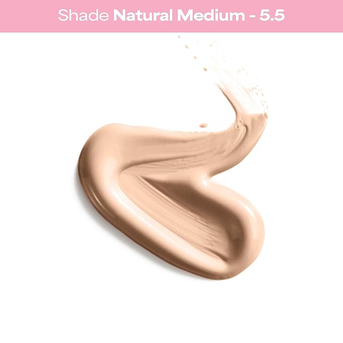MCoBeauty Flawless Glow Luminous Skin Filter - 5.5 Natural Medium - 4-in-1 Primer, Highlighter & Foundation Booster - Dewy Illuminating Tint Face Makeup with Squalane Vitamin E - Vegan & Cruelty Free
