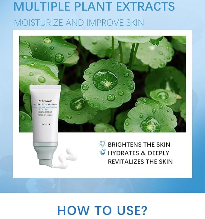 2 Pcs Centella Sunscreen SPF 50, Centella Water-Fit Sun Serum, Long-Lasting Protection, Nourishing Skin Protection and UV Defens.