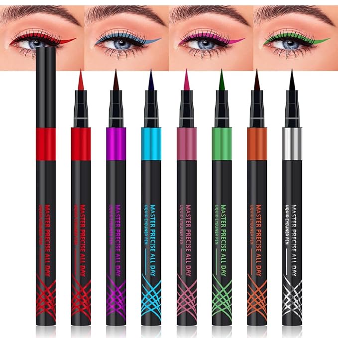 WanTuoluo 7 Pcs Colors Liquid Eyeliner Stamp Pens Set, Long Lasting Liquid Eye Liner,Waterproof & Smudgeproof Makeup