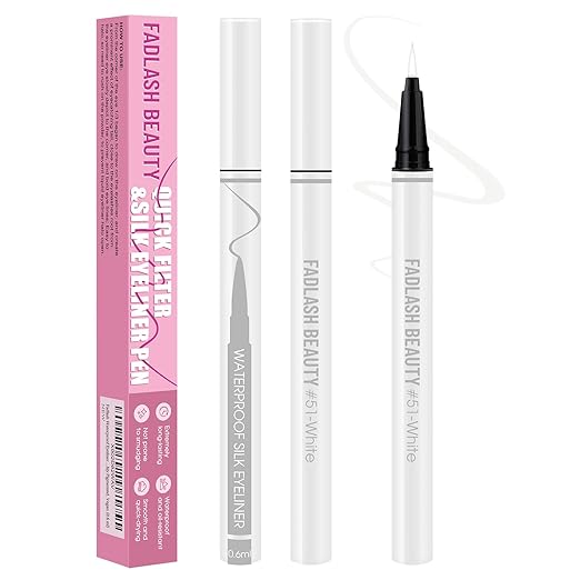 Eyeliner Liquid Eyeliner with Fine Brush for Smooth Application, Waterproof & Smudge-Proof Eye Liner, Long-Lasting Makeup, Highly Pigmented White Eyeliner Pencil, Cruelty-Free & Vegan, 0.6ml
