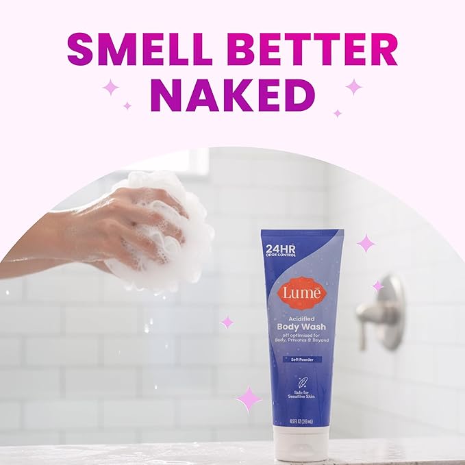 Lume Acidified Body Wash - 24 Hour Odor Control - Removes Odor Better than Soap - Hydrating Formula - Formulated Without SLS or Parabens - Safe For Sensitive Skin - 8.5 ounce (Soft Powder)