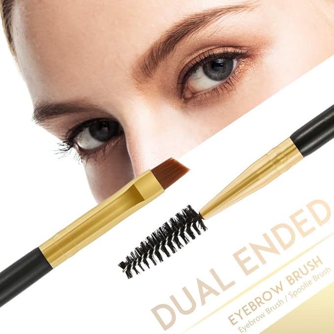 Docolor Eyebrow Brush Duo, Professional Angled Eye Brow Brush and Spoolie Brushes Perfect for Lining and Shaping Brows, Spoolie for Brows or Lashes Black