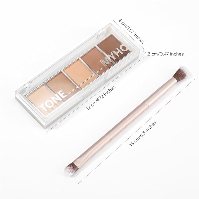 5 Colors Matte Eyeshadow Palette with Brush - Neutral Nude Brown Mauve Pink Eye Shadow Palette Makeup, Natural Waterproof Cool-Toned Eyeshadow for Green & Blue & Brown Eyes and Smokey Makeup, 04#