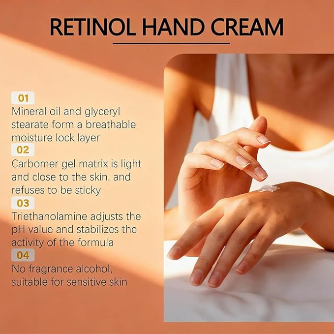 Retinol Hand Cream Anti Aging, Hydrating & Moisturizing Hand Lotion with Anti-Aging Formula to Help Prevent Wrinkles & Reduce Fine Lines (50G Intense Hand Cream With Retinol for Dry Hands)