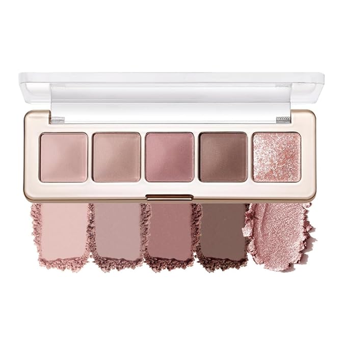 Mivota Rose Nude Eyeshadow Palette, 5 Colors Pink Brown Matte and Rose Gold Shimmer, Soft Glam Neutral Shades with Mauve Tones, Highly Pigmented Long Lasting Blendable for Daily Natural Makeup, 2#