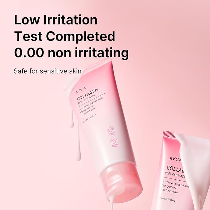 AVCA Collagen Peel-Off Mask with Silicone Brush – Korean Wrap Face Mask for Pore Tightening, Firming & Deep Hydration – Peptide & Hyaluronic Acid, 100ml(3.38 fl.oz)