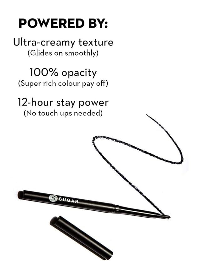 SUGAR Cosmetics Kohl Of Honour Intense Kajal01 Black Out (Black) Longlasting formula, Lightweight