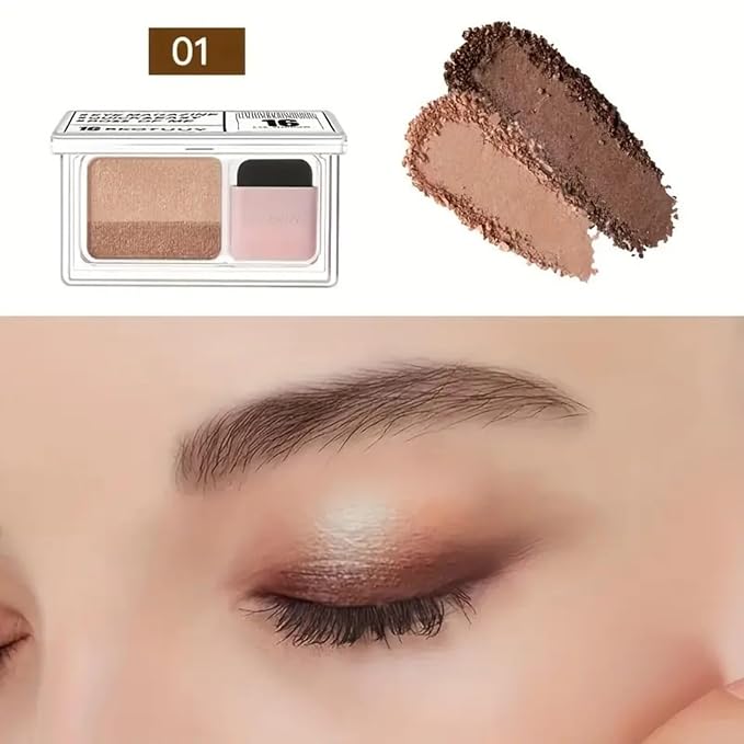 3 Pcs Shimmer Eye Shadow Palette Makeup with Brush and Two-Color Blendable Eyeshadow Palette for Women Travel Size