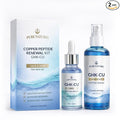 PureNaturis 1% GHK-Cu Copper Peptide Renewal Serum Kit – Face & Hair Growth Serum with Hyaluronic Acid, Niacinamide, Biotin & Caffeine – Anti-Aging Skin Care & Hair Loss Support – 2pc Set