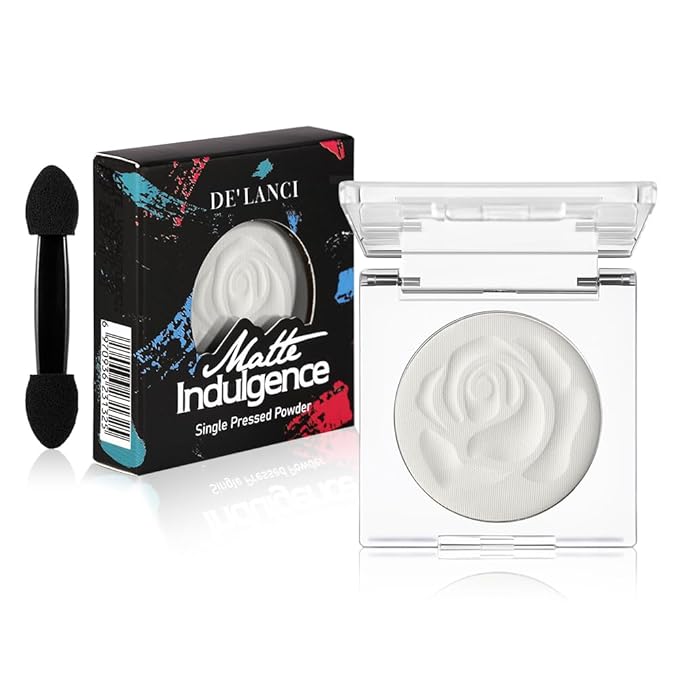 Matte White Eyeshadow with Applicator | High Pigment, Long-Lasting, Waterproof | Travel-Friendly White Eyeshadow for Highlighting, Eyeliner Base, Halo Eyes, Inner Corner, Gothic, Halloween Makeup