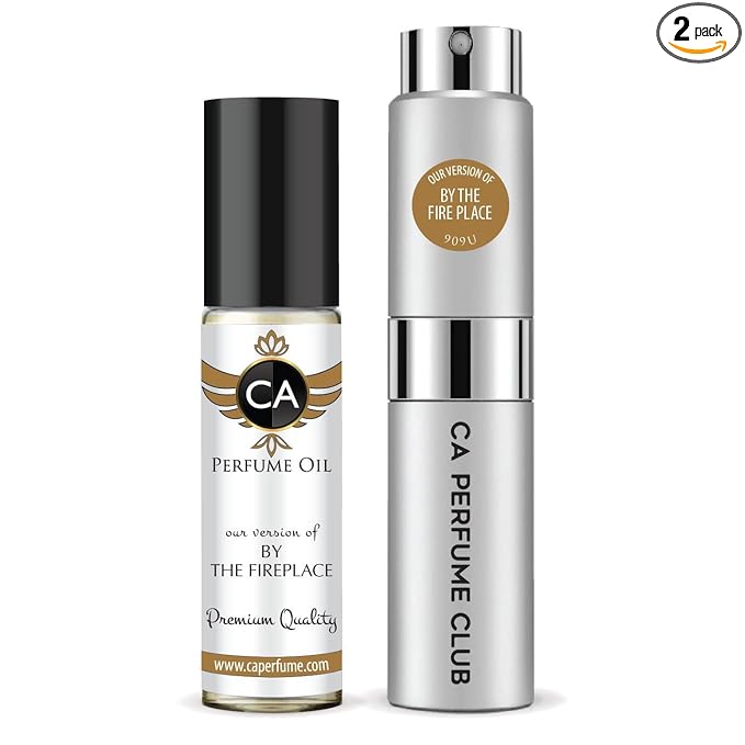 CA Perfume Duo Impression of By The Fireplace For Women And Men Perfume Layering Set Long Lasting Travel Size EDP + Body Oil Roll-On Bottle 0.27 Fl Oz+0.33 Fl Oz