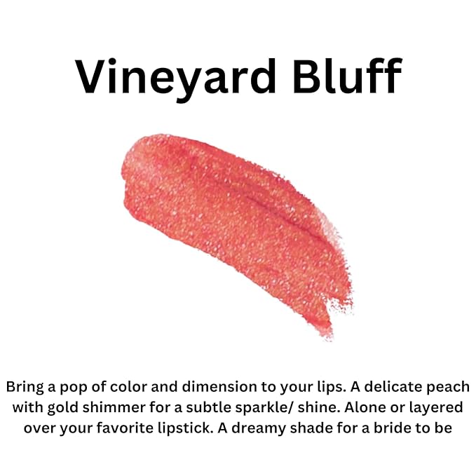 Vineyard Bluff Lip Gloss (.25oz) Vegan, Gluten-Free, Cruelty-Free Formula With Aloe, Vitamins C & E, Spearmint Extract and a Sheer Shine Finish for Soft, Fuller-Looking, Hydrated Lips