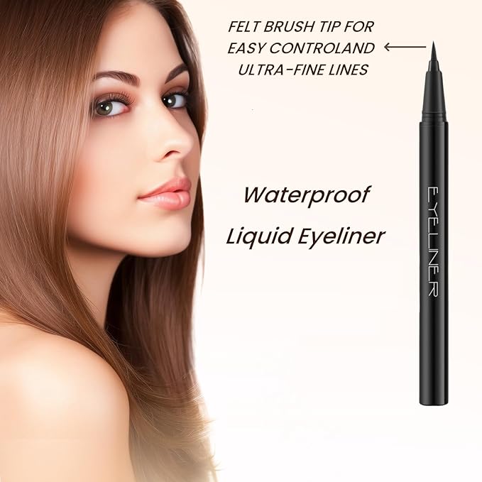LAVONE Eyeliner-Liquid Waterproof Eyeliner Makeup | Quick Drying | Ultra-Fine Tip | Smudge-Proof Formula for Long-Lasting Eye Makeup – Black