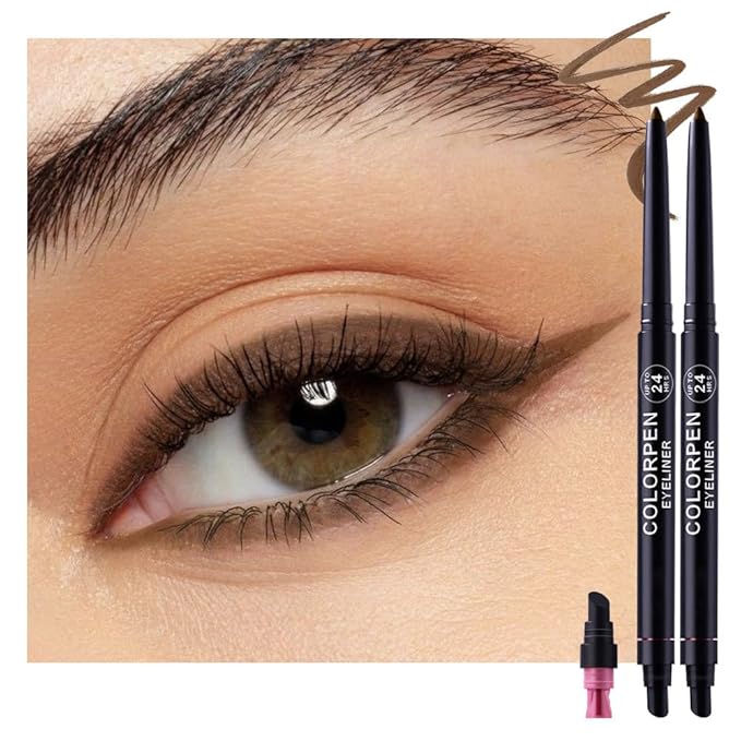WanTuoluo 3-in-1 Retractable Eyeliner Pencil for Women, Built-in Sharpener & Blending Brush, Black Light Dark Brown, Waterproof Long-Lasting Spring Sale Deal 2026 (01-Black-2 Pack)