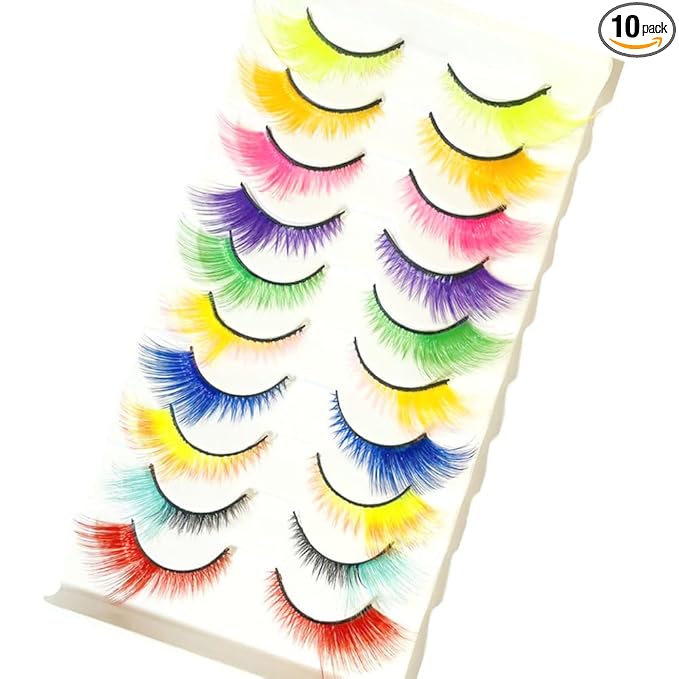 Sunniess Ombre Colored Lashes Cateye Eyelashes Fluffy Wispy Fake Lashes for Halloweens Cosplay Party Stage Make up Faux Mink False Eyelashes