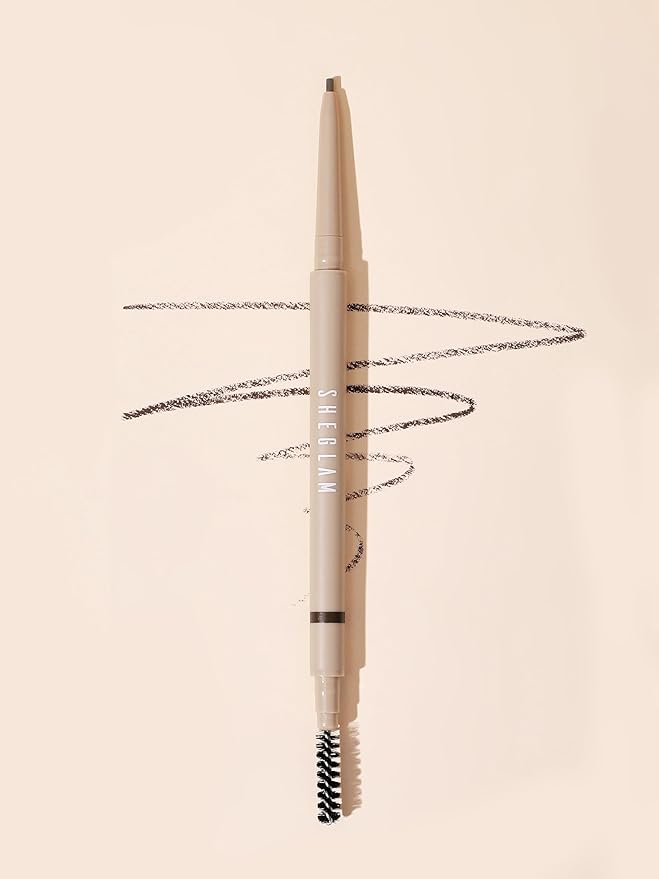 SHEGLAM Insta-Fill Eyebrow Pencil Long Lasting Non-Sticky Sweatproof Matte Eye Brow Pen Makeup-Dark brown (Pack of 2)