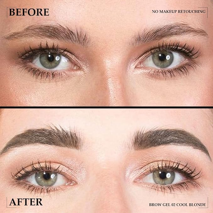 Tinted Thickening Brow Gel Mascara,Tinted Eyebrow Gel, Waterproof, Transfer-proof, Brush to Fill in Eyebrows and Cover Gray Hairs - Cruelty Free (2pcs 02 Cool Blonde)