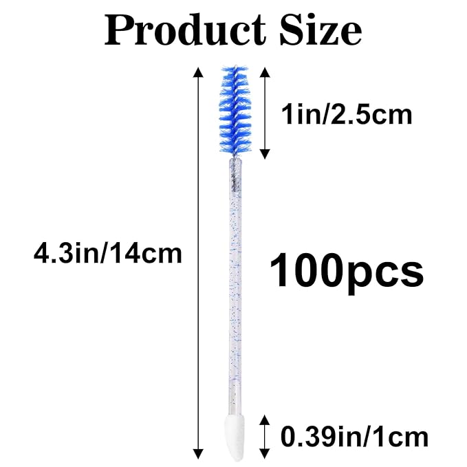G2PLUS 100pcs Eyelash Lip Brush, Dual Ended Eyelash Extension Brush, Blue Mascara Wands and Lipstick Applicator, Portable Makeup Brush for Eyebrow, Lip Makeup and Travel Use