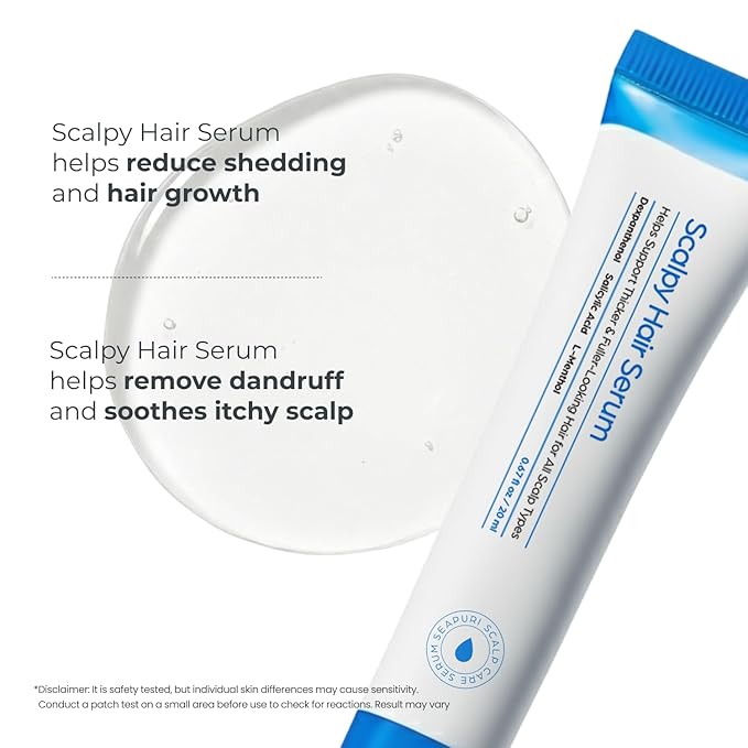 Seapuri Scalpy Hair Growth Serum for Thinning Hair | Korean Scalp Treatment with Salicylic Acid, Menthol, Dexpanthenol | Supports Hair Density & Thickening | Fuller Looking Hair & Scalp Health