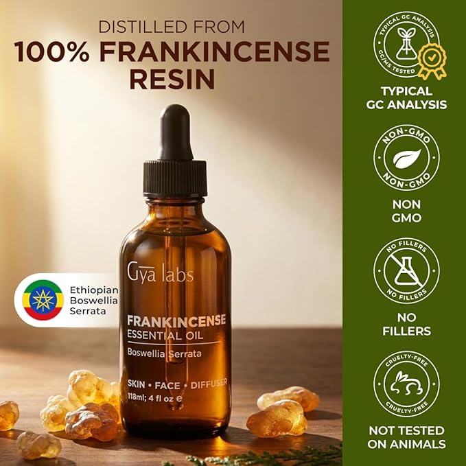 100% Pure Frankincense Essential Oil - 4 Fl Oz - Frankincense Oil for Hair, Skin, Diffuser, Aromatherapy & DIY Candle Making Scent