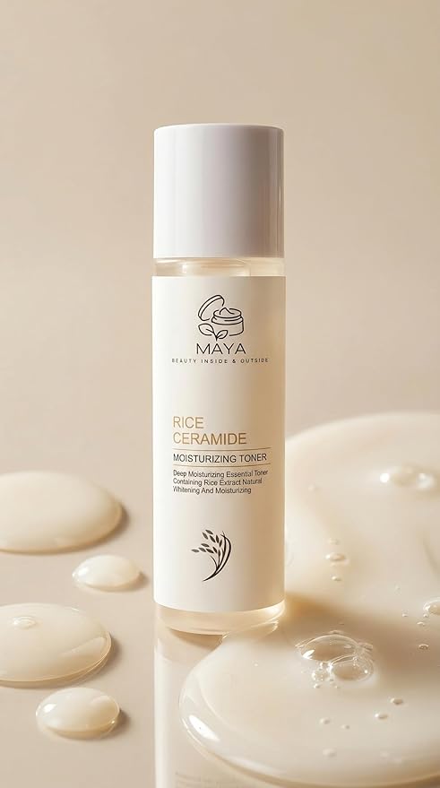 MAYA Rice Ceramide Moisturizing Toner Hydrating Face Toner with Rice Extract, Ceramide NP & Niacinamide, Brightening & Soothing Formula for Smooth, Supple Skin 120 ml