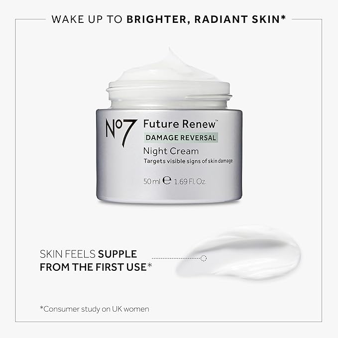 No7 Future Renew Damage Reversal Skincare Set - Anti Aging Face Serum (.33 Fl Oz), Day Cream with SPF 25 (1.69 Fl Oz) & Night Cream (1.69 Fl Oz) - Reverses Visible Signs of Sun Damage - 3-Piece Set | Damage Reversal, Day Cream, SPF 25, Night Cream