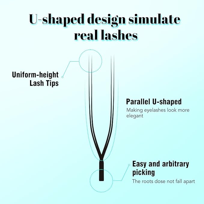 VAVALASH U Lash Extensions C Curl 0.07mm 2D UU Lash Fans Eyelash Extension U Shaped Natural Wispy Volume Lashes Extension Soft Matte Black Lashes (UU-0.07-C-15mm)