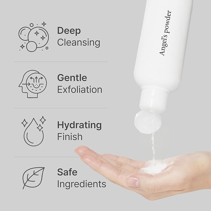 Angel’s Powder Enzyme Powder Cleanser for Face – Gentle Exfoliating Facial Wash for Sensitive Skin, Korean Skincare, pH 5.5, 1.76 oz