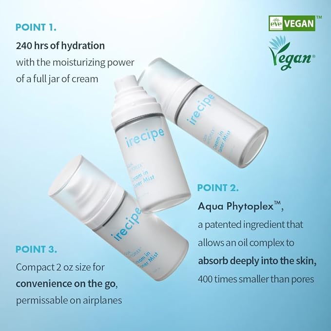 Aqua Phytoplex Cream in Toner Mist, Milky Toner with Hyaluronic Acid, Ultra-Fine Mist for Skin Barrier & Texture Refining, Non-Comedogenic, Fragrance Free, Vegan, Korean Skincare, 2.03 oz