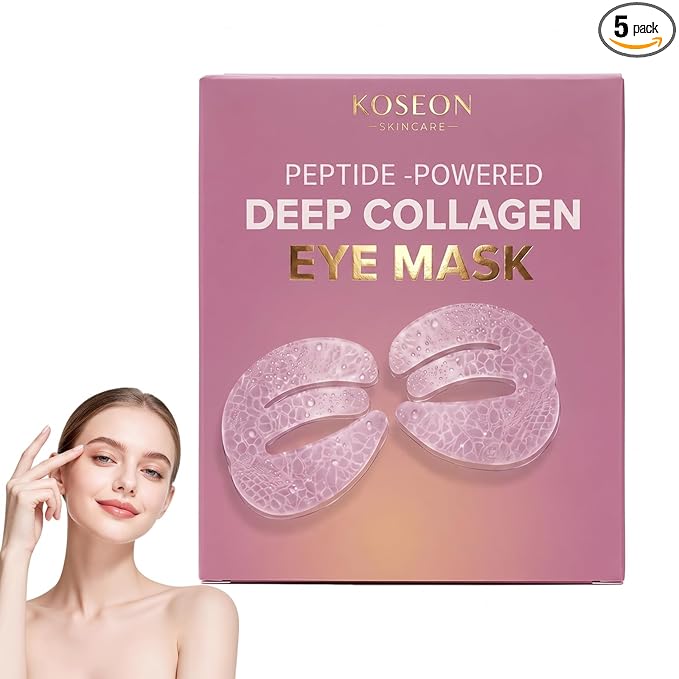 Koseon Collagen Eye Mask, Peptide-Powered Deep Collagen Eye Mask with Collagen Peptide, Under Eye Patches 360° Fit, Eye Patches for Fine Lines Eyes and Dark Circles (1 pcs)
