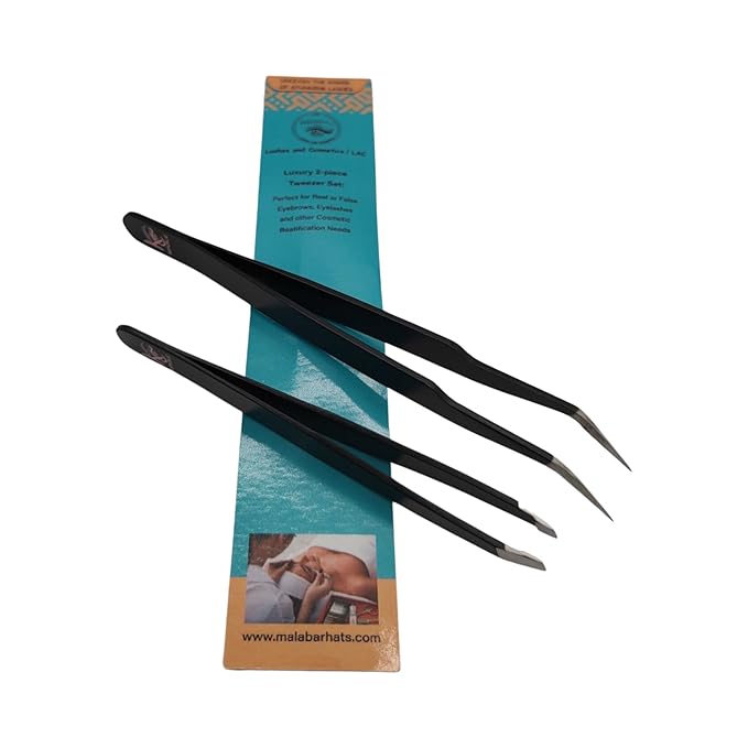 Lash Eyebrow Extensions Kit with 2 Trays of Mink False Eyebrows in Black, Comes on Mixed Length Trays 5-8 mm Mix, Eyebrow Glue Clear & Dual Pack (Straight & Curved Tip) Extension Tweezers