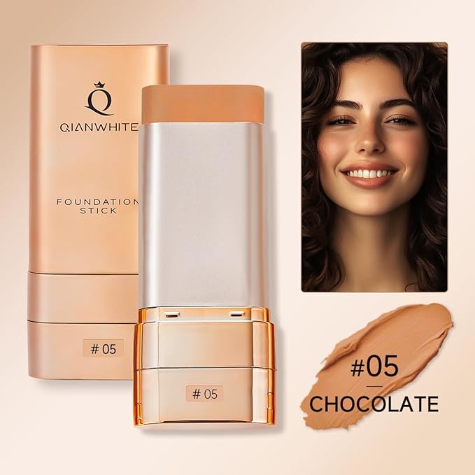 Korean Foundation Stick for Mature Skin, Waterproof Natural Nude Full Coverage Foundation Makeup Concealer, Double Head Foundations Make Up Sticks with Brush for All Skin (#05 CHOCOLATE)